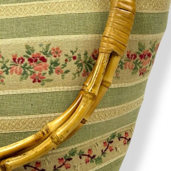 90's woven floral summer bag with bamboo handle by G's GLORY - Picture 6 of 16